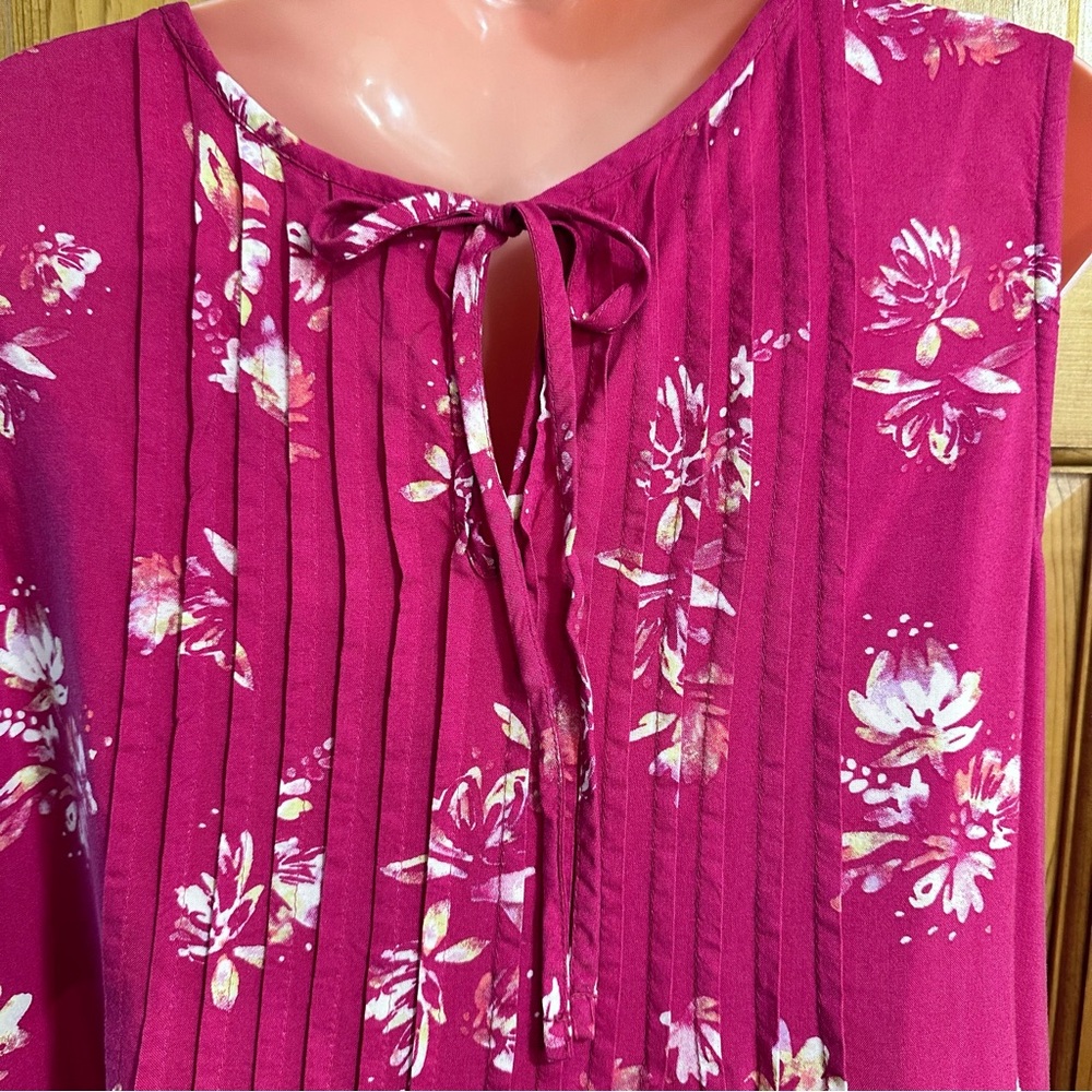 Pretty bright rose, pink sleeveless sundress with pleaded top, XL, with pockets - Picture 2 of 5